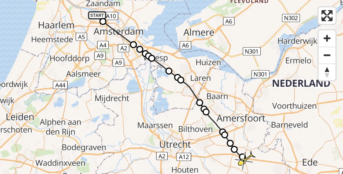 Routekaart van de vlucht: Lifeliner 1 naar Maarsbergen, Bosporushaven