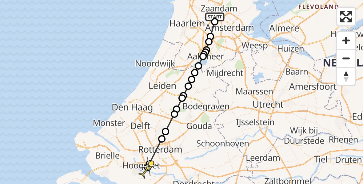 Routekaart van de vlucht: Lifeliner 1 naar Poortugaal, Maltaweg