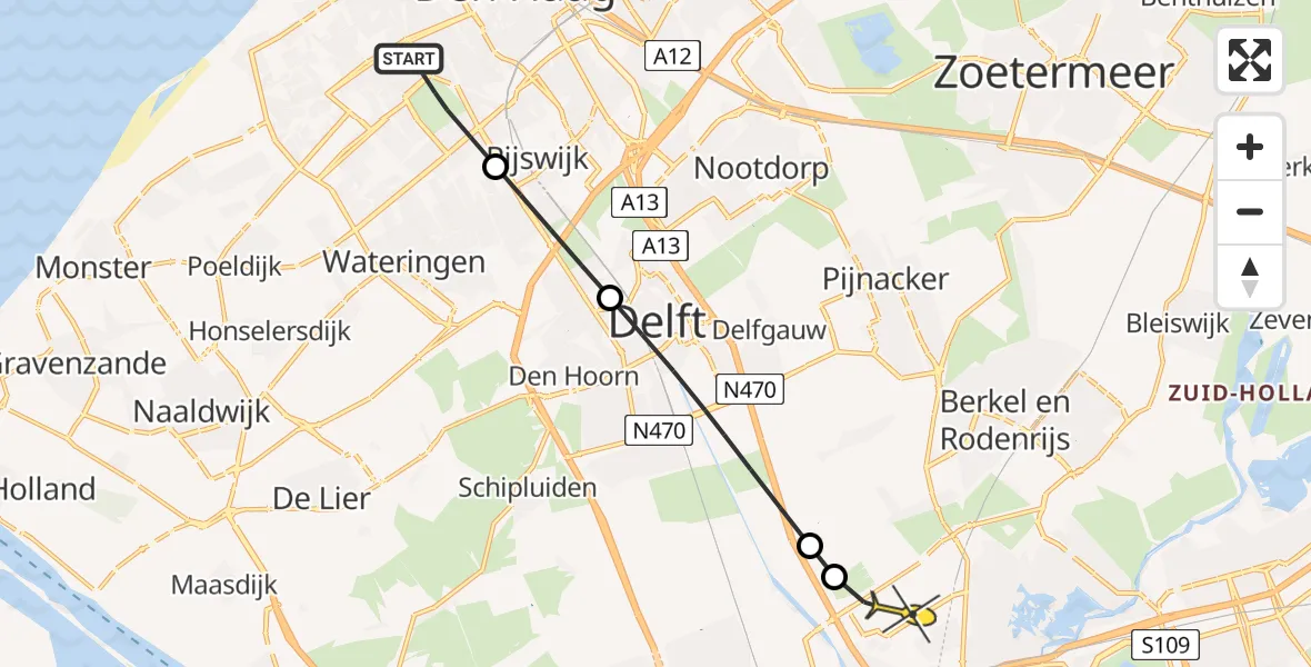 Routekaart van de vlucht: Lifeliner 2 naar Rotterdam The Hague Airport, IJsbaan