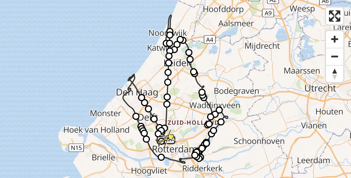 Routekaart van de vlucht: Politieheli naar Rotterdam The Hague Airport, Hofweg