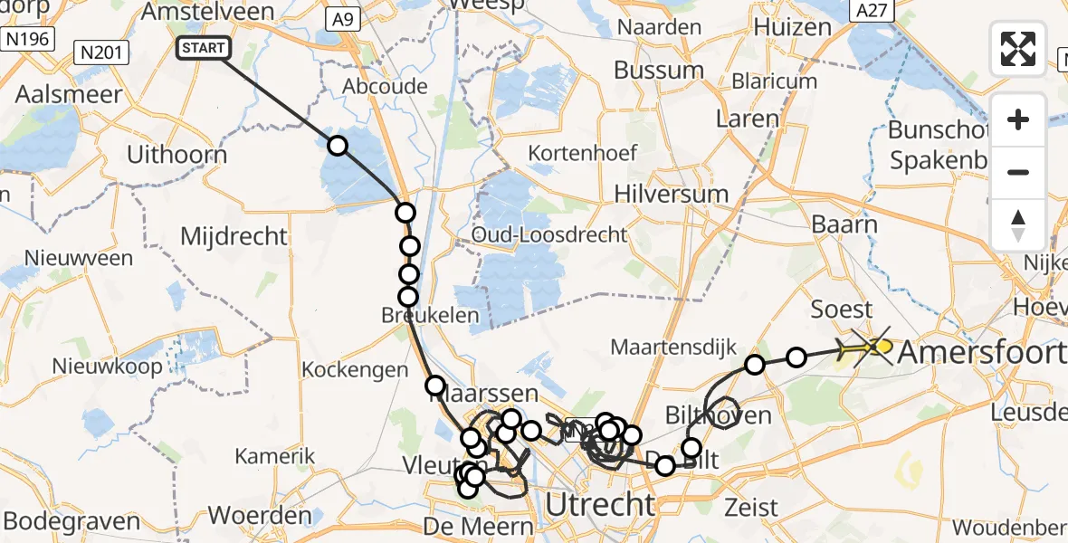 Routekaart van de vlucht: Politieheli naar Soest, Ringdijk BP