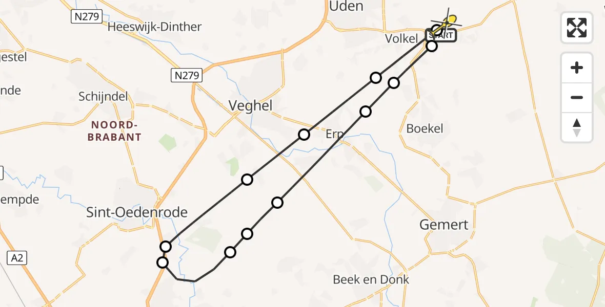 Routekaart van de vlucht: Lifeliner 3 naar Vliegbasis Volkel, Heikant