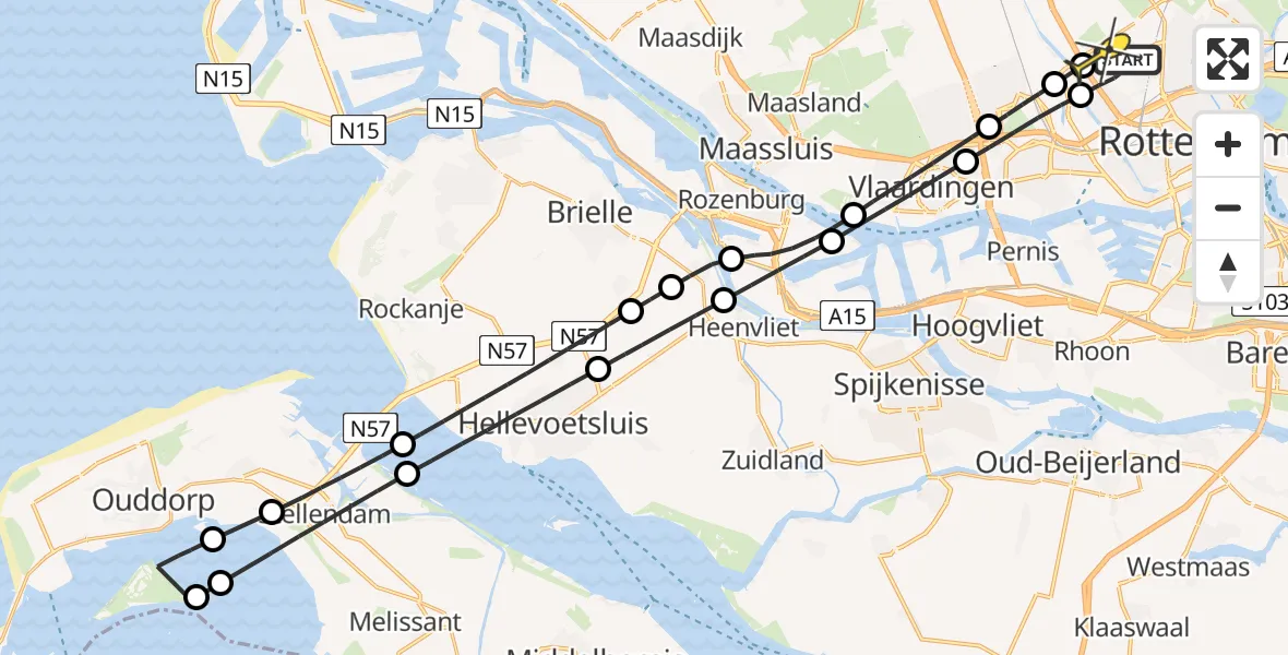 Routekaart van de vlucht: Lifeliner 2 naar Rotterdam The Hague Airport, Brandenburgbaan