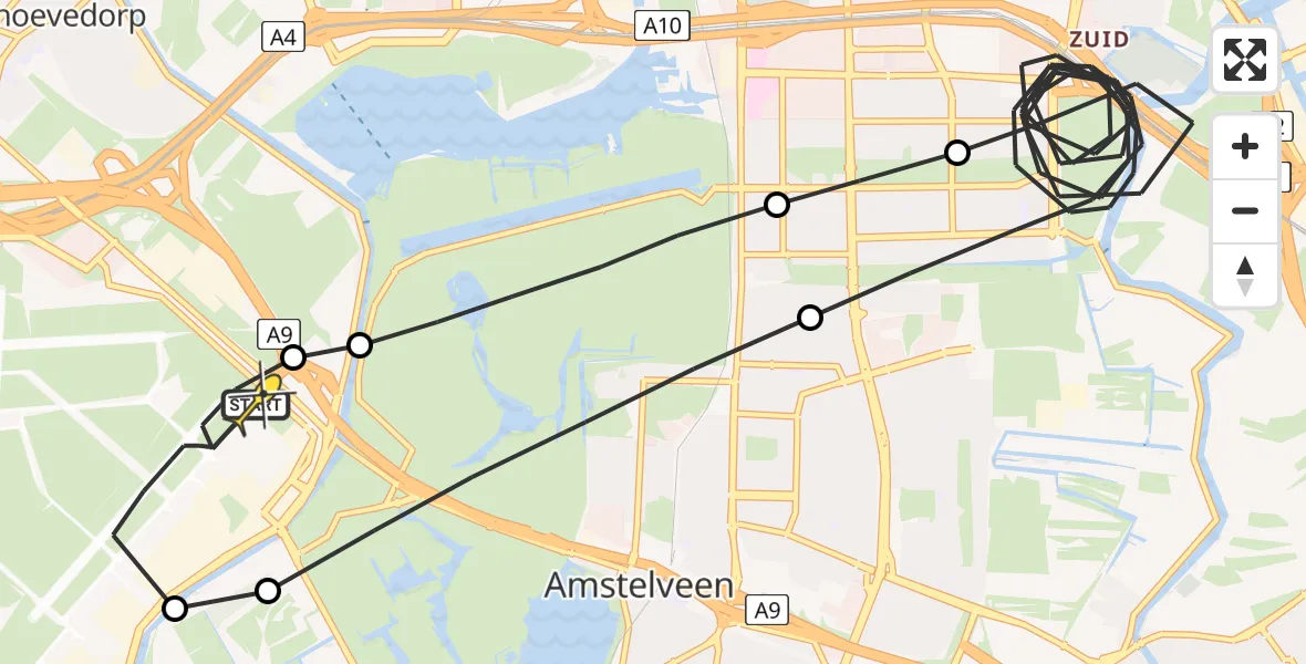 Routekaart van de vlucht: Politieheli naar Schiphol, Thermiekstraat