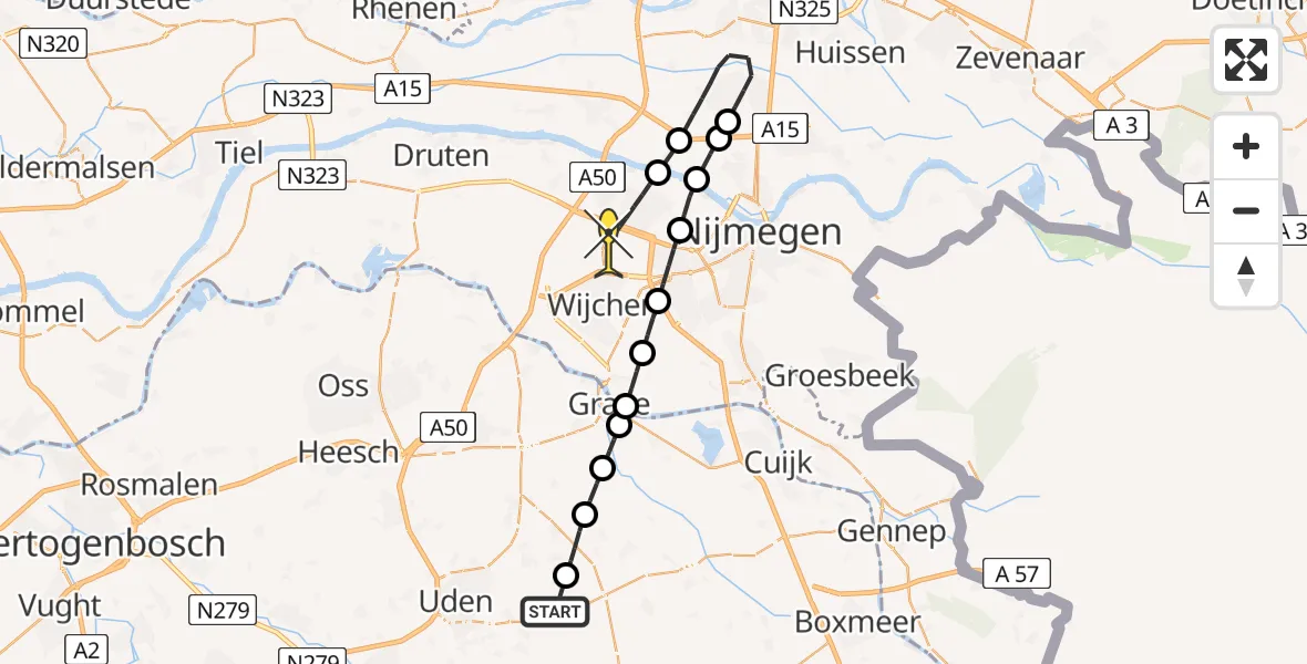 Routekaart van de vlucht: Lifeliner 3 naar Beuningen Gld, Zeelandsedijk