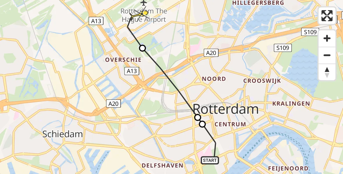 Routekaart van de vlucht: Lifeliner 2 naar Rotterdam The Hague Airport, Josephlaan