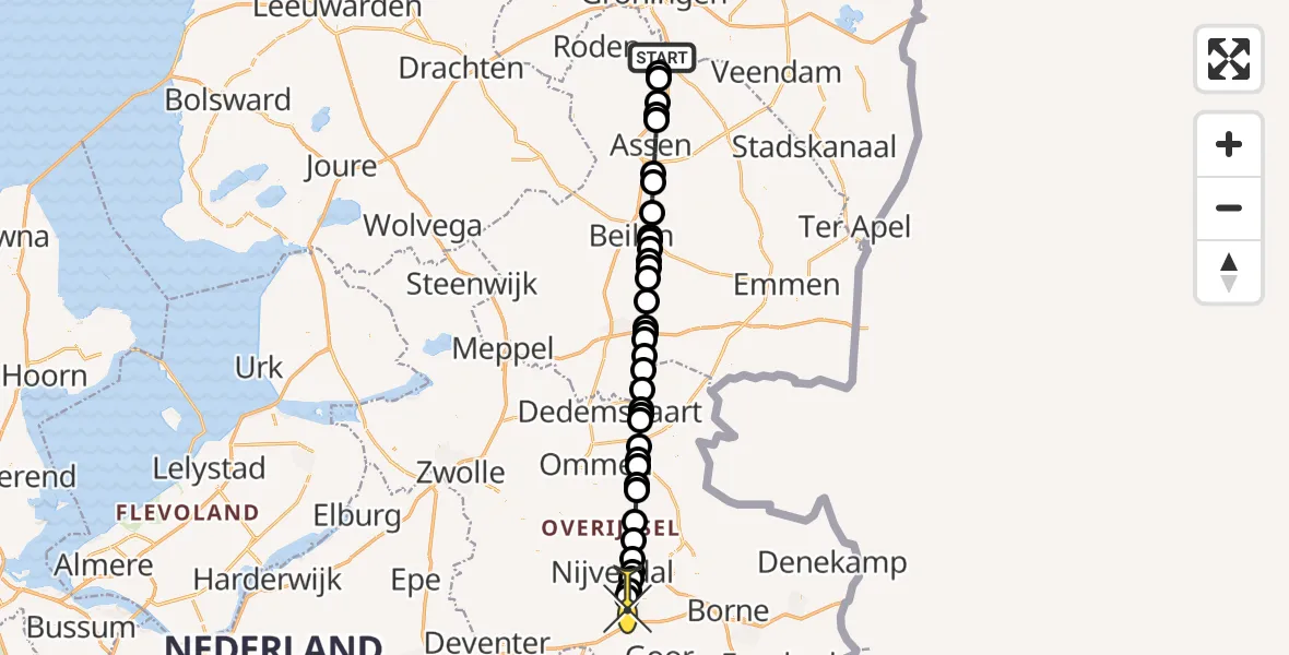 Routekaart van de vlucht: Lifeliner 4 naar Rijssen, Moespot