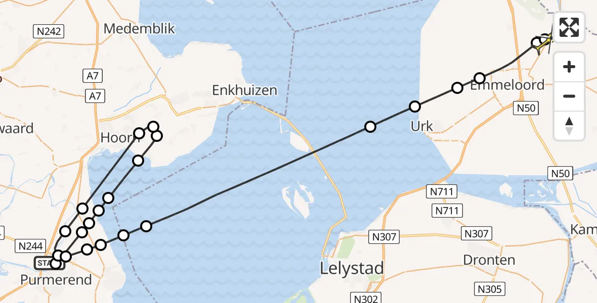 Routekaart van de vlucht: Lifeliner 1 naar Luttelgeest, Gebroeders Conijnstraat