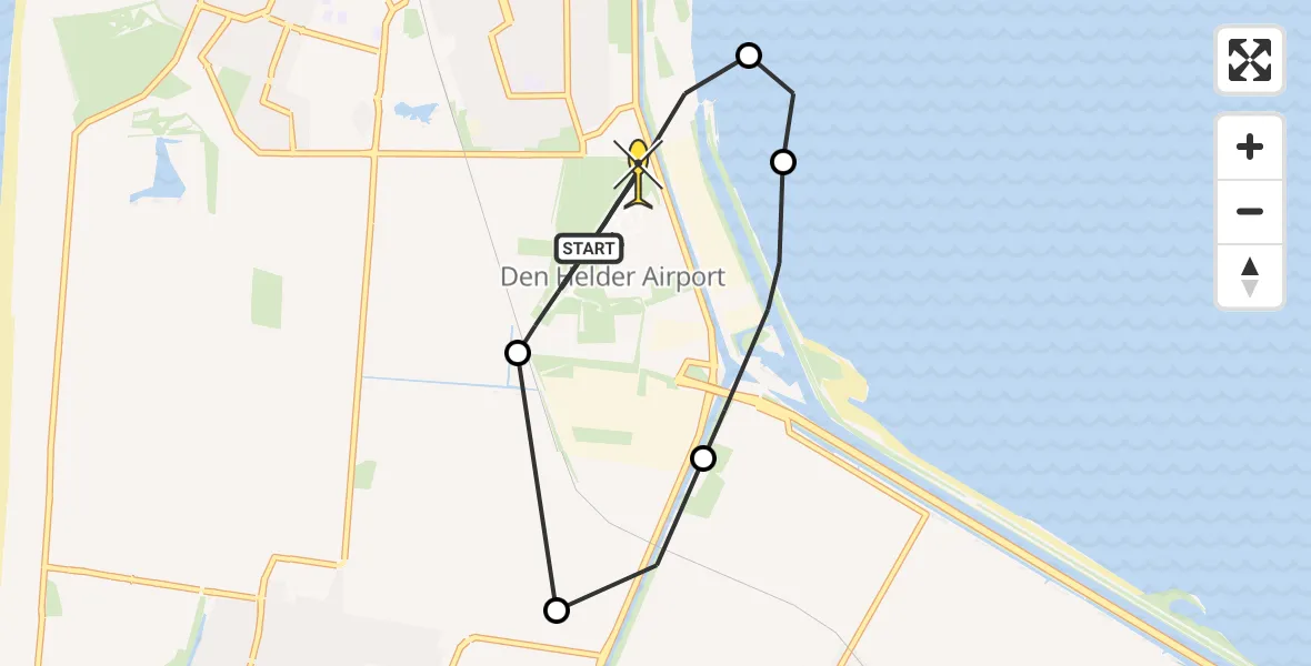 Routekaart van de vlucht: Kustwachthelikopter naar Vliegveld De Kooy, Luchthavenweg