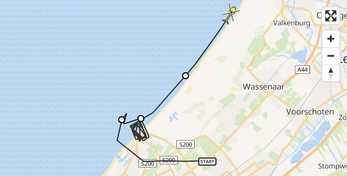 Routekaart van de vlucht: Politiehelikopter naar Wassenaar, Van Alkemadelaan