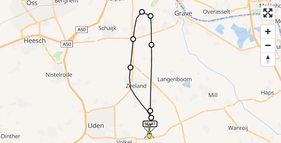 Routekaart van de vlucht: Lifeliner 3 naar Vliegbasis Volkel, Trentse Bossen