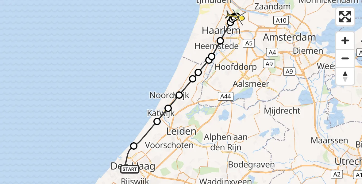 Routekaart van de vlucht: Lifeliner 1 naar Velsen-Zuid, Jan Krosstraat