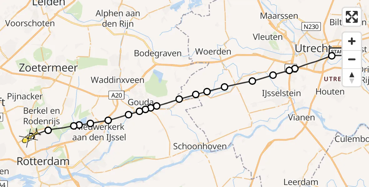 Routekaart van de vlucht: Lifeliner 2 naar Rotterdam The Hague Airport, Toulouselaan