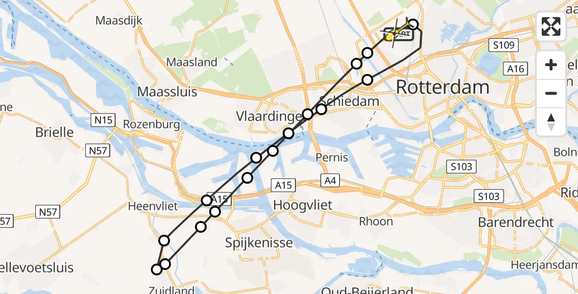 Routekaart van de vlucht: Lifeliner 2 naar Rotterdam The Hague Airport, Sidelingepad