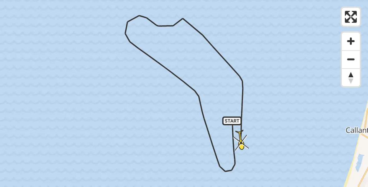 Routekaart van de vlucht: Kustwachthelikopter naar 