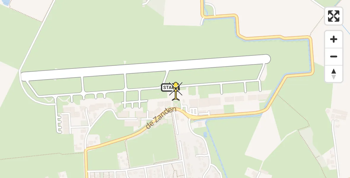 Routekaart van de vlucht: Politiehelikopter naar Vliegveld Teuge, de Zanden