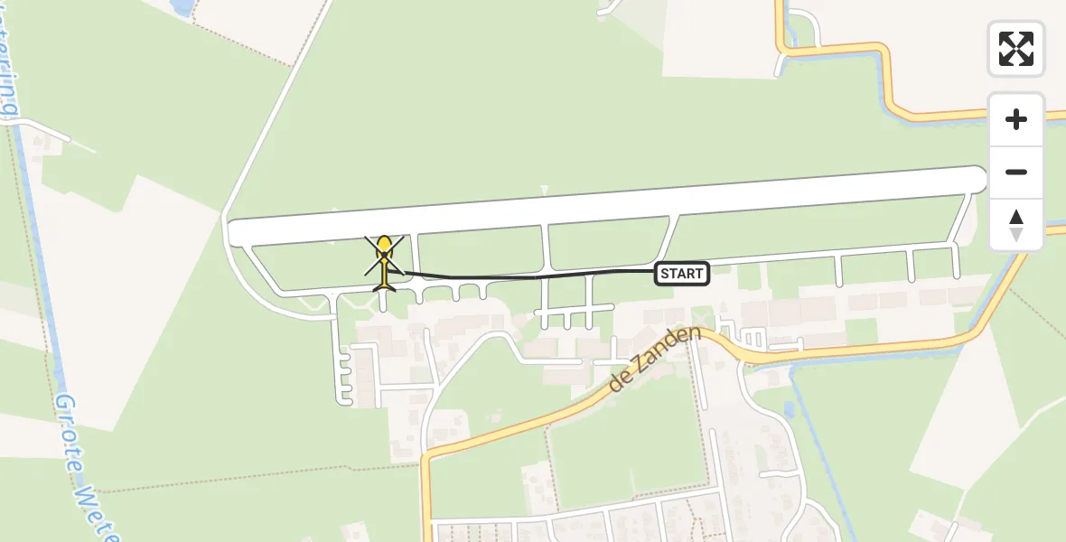 Routekaart van de vlucht: Politiehelikopter naar Vliegveld Teuge, de Zanden