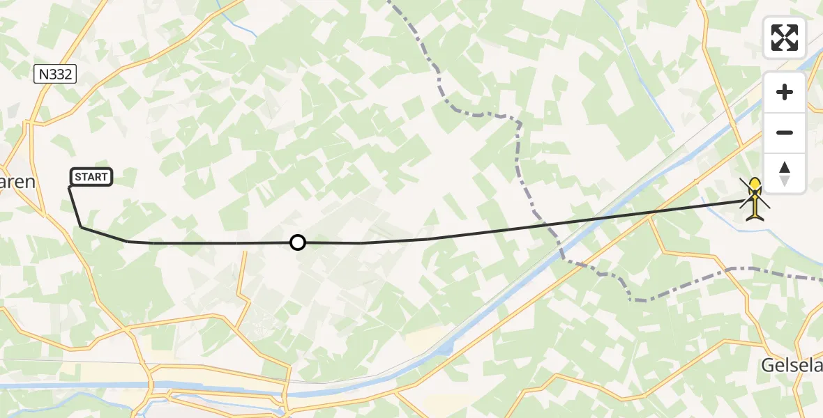 Routekaart van de vlucht: Lifeliner 3 naar Markelo, Huurnerbeek