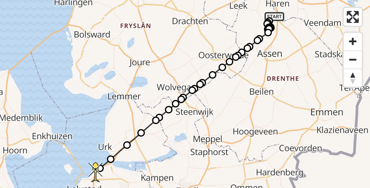 Routekaart van de vlucht: Politieheli naar Lelystad, Machlaan