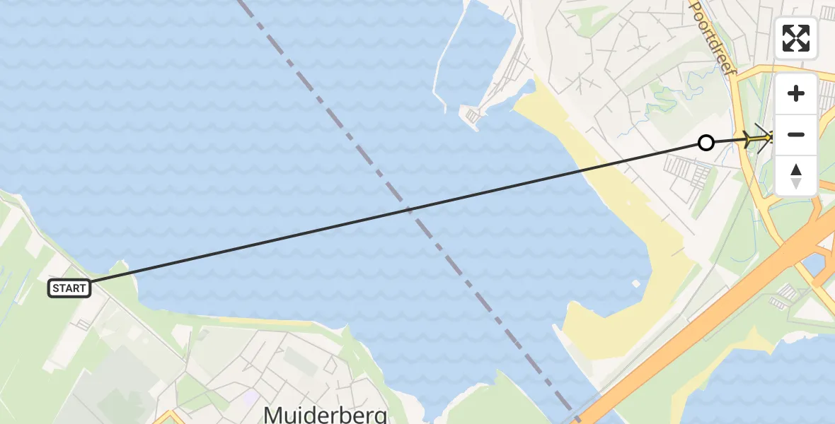 Routekaart van de vlucht: Politiehelikopter naar Almere, Muiderzandweg