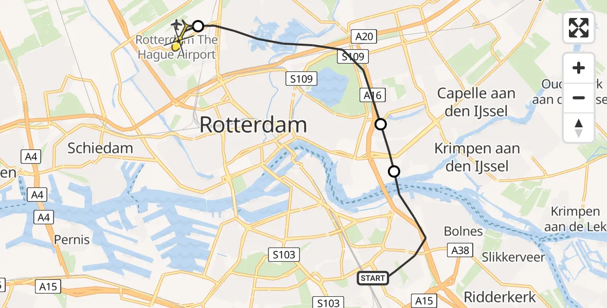 Routekaart van de vlucht: Lifeliner 2 naar Rotterdam The Hague Airport, Stormerdijk