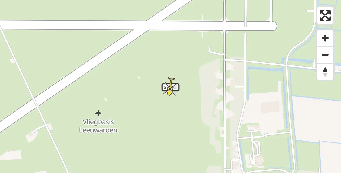 Vluchtroute Ambulancehelikopter van Vliegbasis Leeuwarden naar Vliegbasis Leeuwarden
