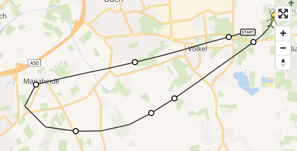 Routekaart van de vlucht: Lifeliner 3 naar Vliegbasis Volkel, Lagenheuvelstraat