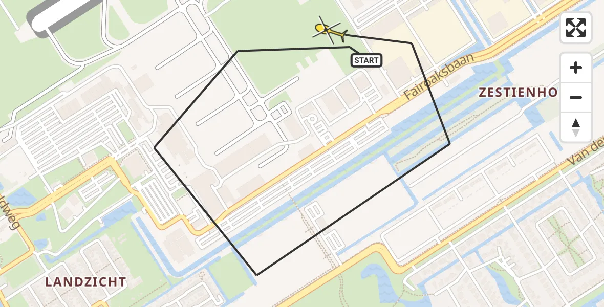 Routekaart van de vlucht: Lifeliner 2 naar Rotterdam The Hague Airport, Van der Duijn van Maasdamweg