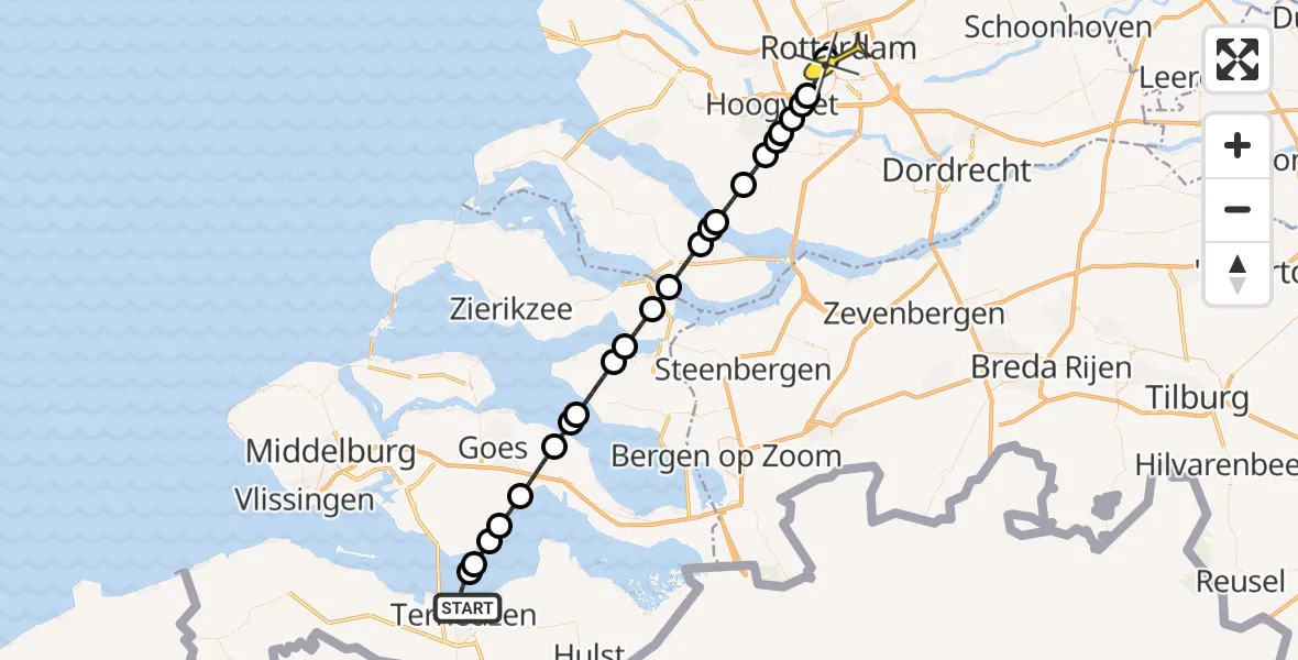 Routekaart van de vlucht: Lifeliner 2 naar Erasmus MC, Scheldeboulevard