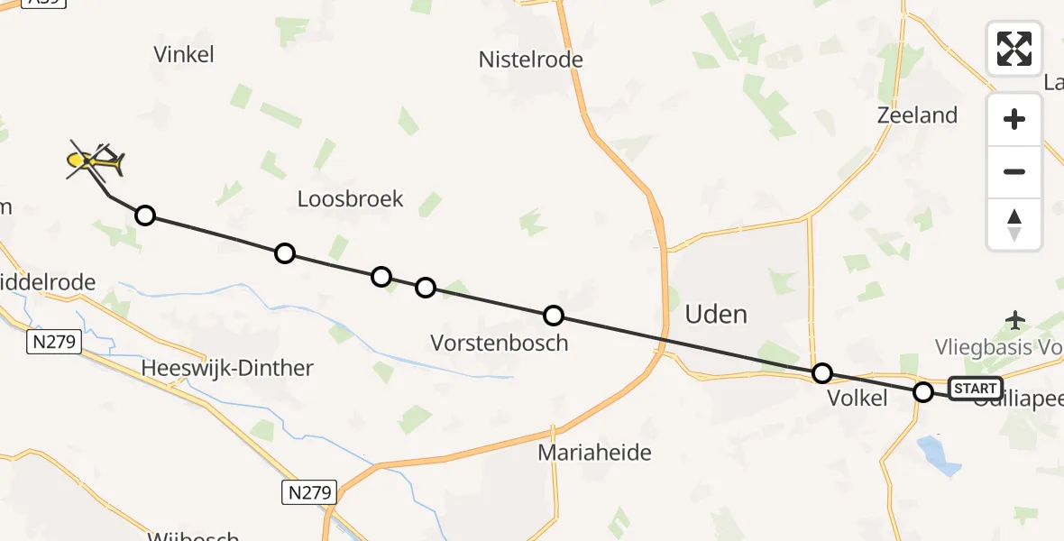 Routekaart van de vlucht: Lifeliner 3 naar Berlicum, Rouwstraat