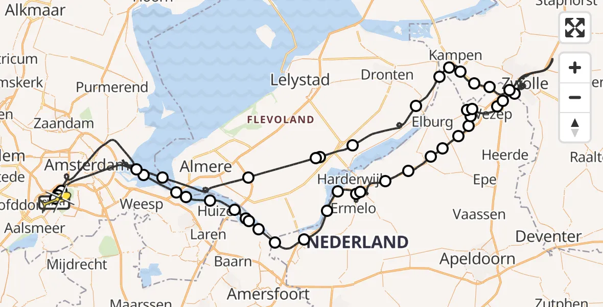 Routekaart van de vlucht: Politieheli naar Schiphol, Loevesteinse Randweg