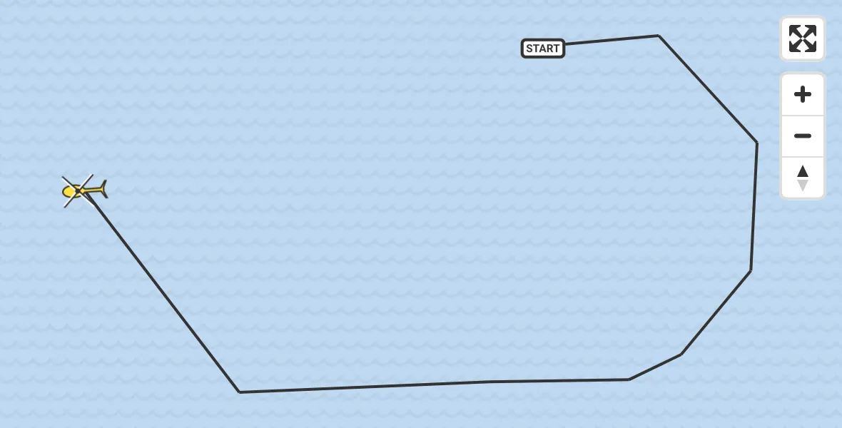 Routekaart van de vlucht: Kustwachthelikopter naar 