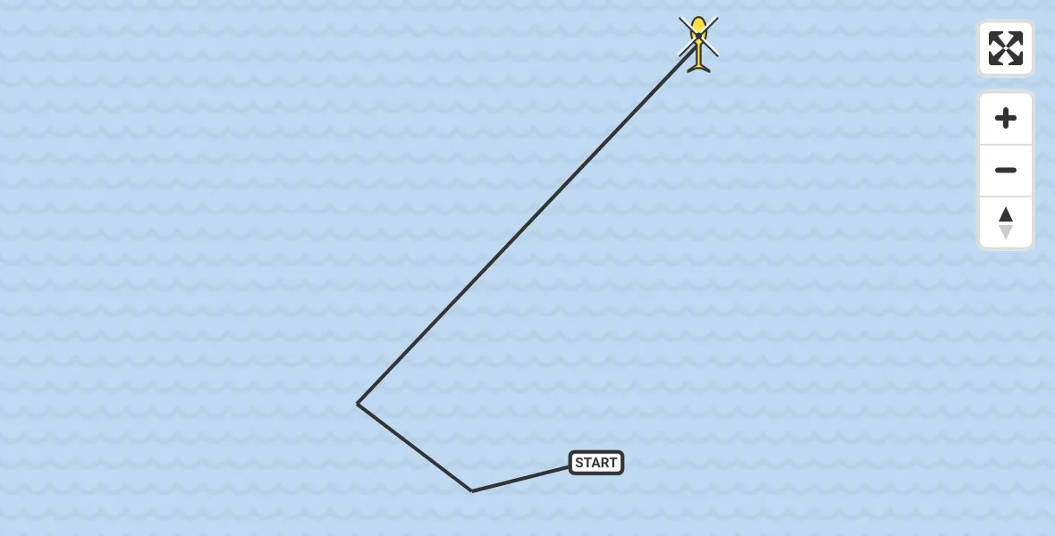 Routekaart van de vlucht: Kustwachthelikopter naar 