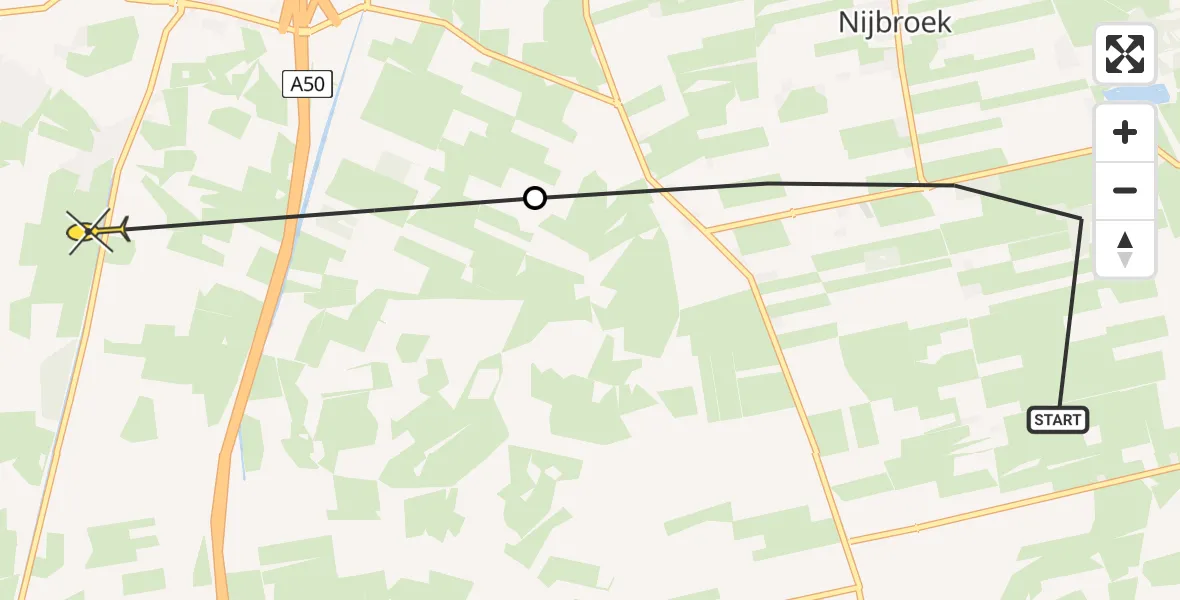 Routekaart van de vlucht: Politiehelikopter naar Wenum Wiesel, Zeedijk