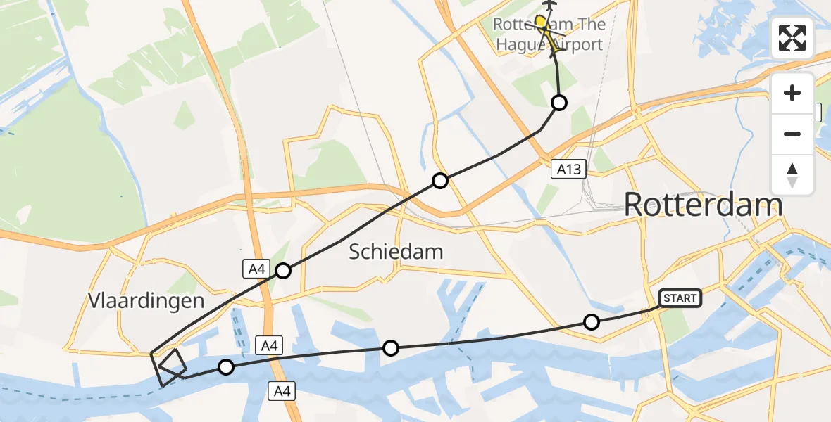 Routekaart van de vlucht: Lifeliner 2 naar Rotterdam The Hague Airport, Willem Buytewechstraat