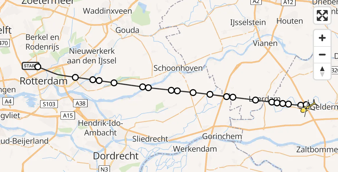 Routekaart van de vlucht: Lifeliner 2 naar Enspijk, Fairoaksbaan