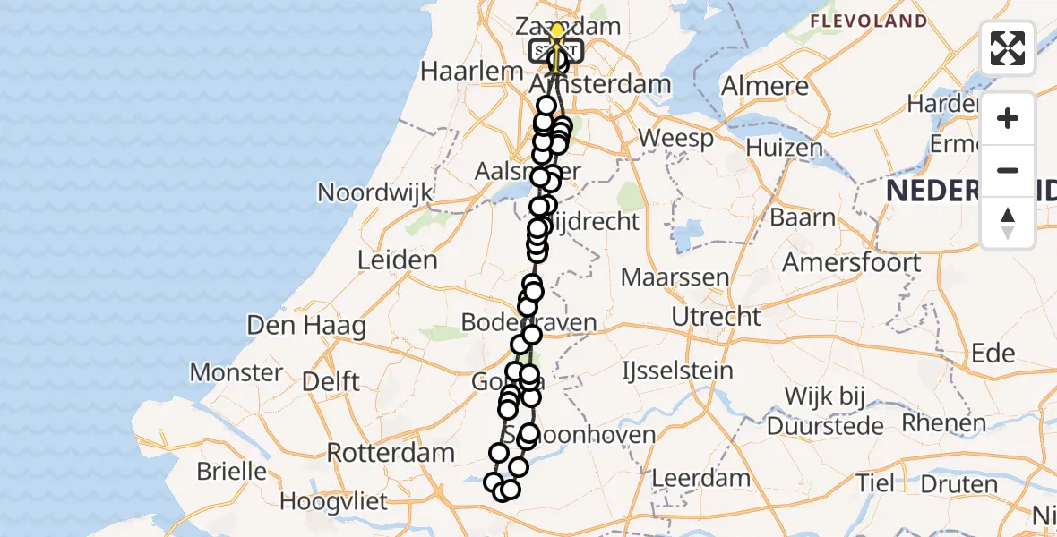 Routekaart van de vlucht: Lifeliner 1 naar Amsterdam Heliport, Elbaweg