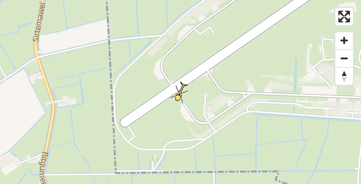 Vluchtroute Ambulancehelikopter van Leeuwarden naar Leeuwarden