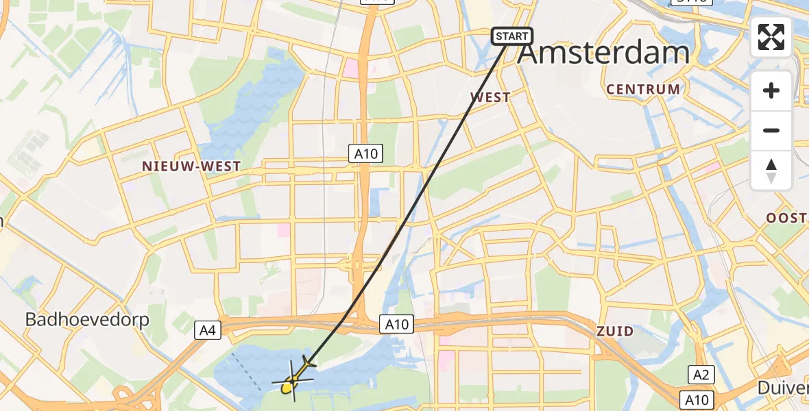 Routekaart van de vlucht: Politieheli naar Amsterdam, Jacob van Lennepkade