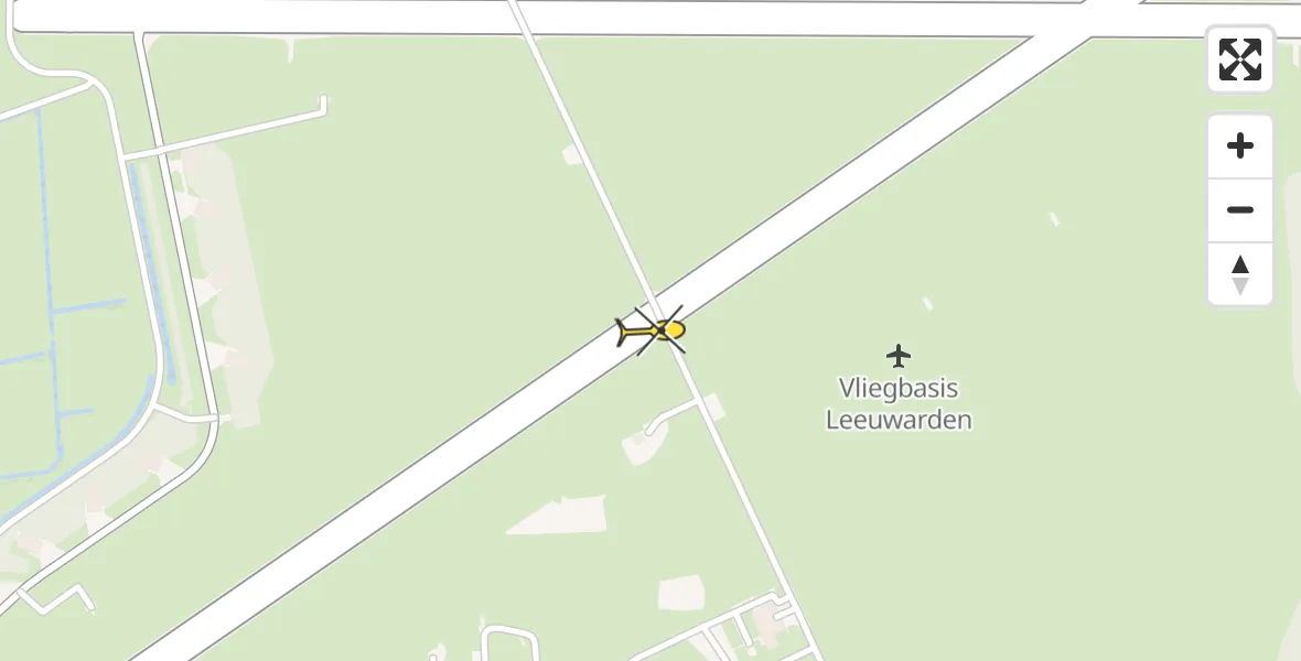 Vluchtroute Ambulancehelikopter van Vliegbasis Leeuwarden naar Vliegbasis Leeuwarden