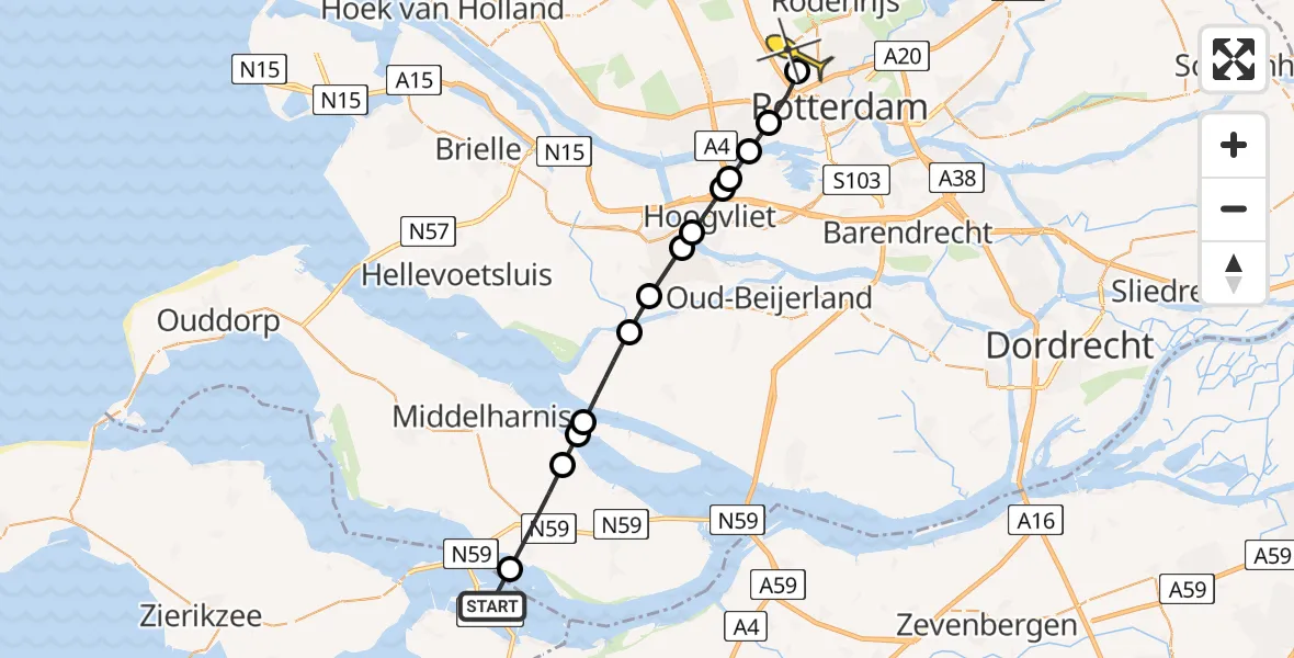 Routekaart van de vlucht: Lifeliner 2 naar Rotterdam The Hague Airport, Suisenweg