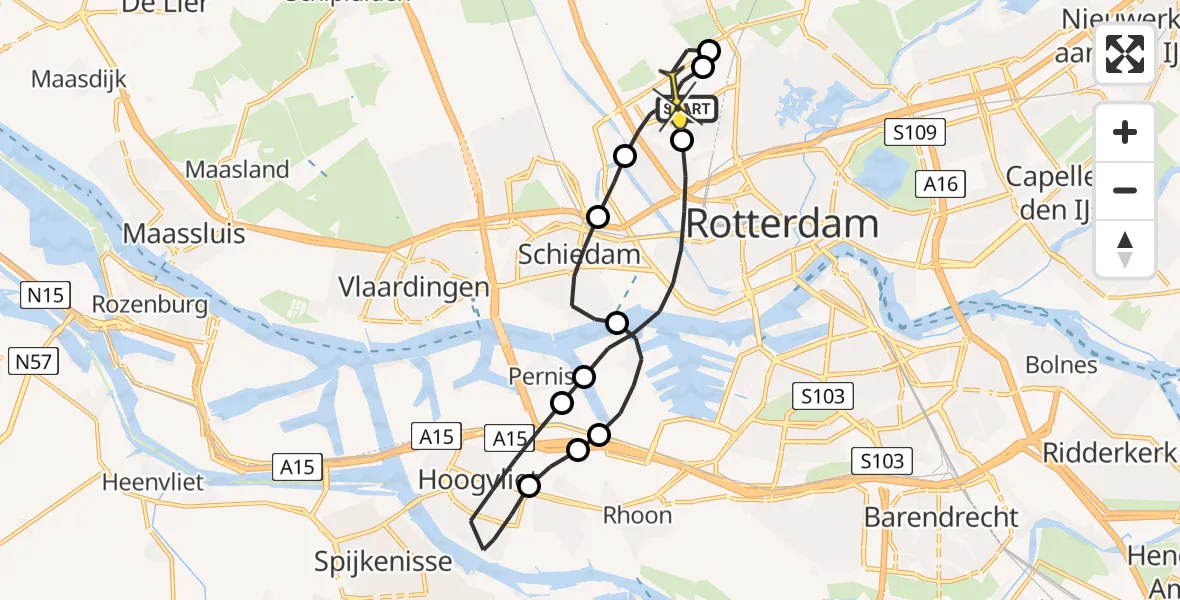 Routekaart van de vlucht: Lifeliner 2 naar Rotterdam The Hague Airport, Sidelingepad