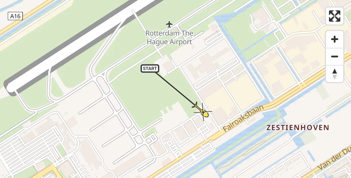 Routekaart van de vlucht: Lifeliner 2 naar Rotterdam The Hague Airport, Brandenburgbaan