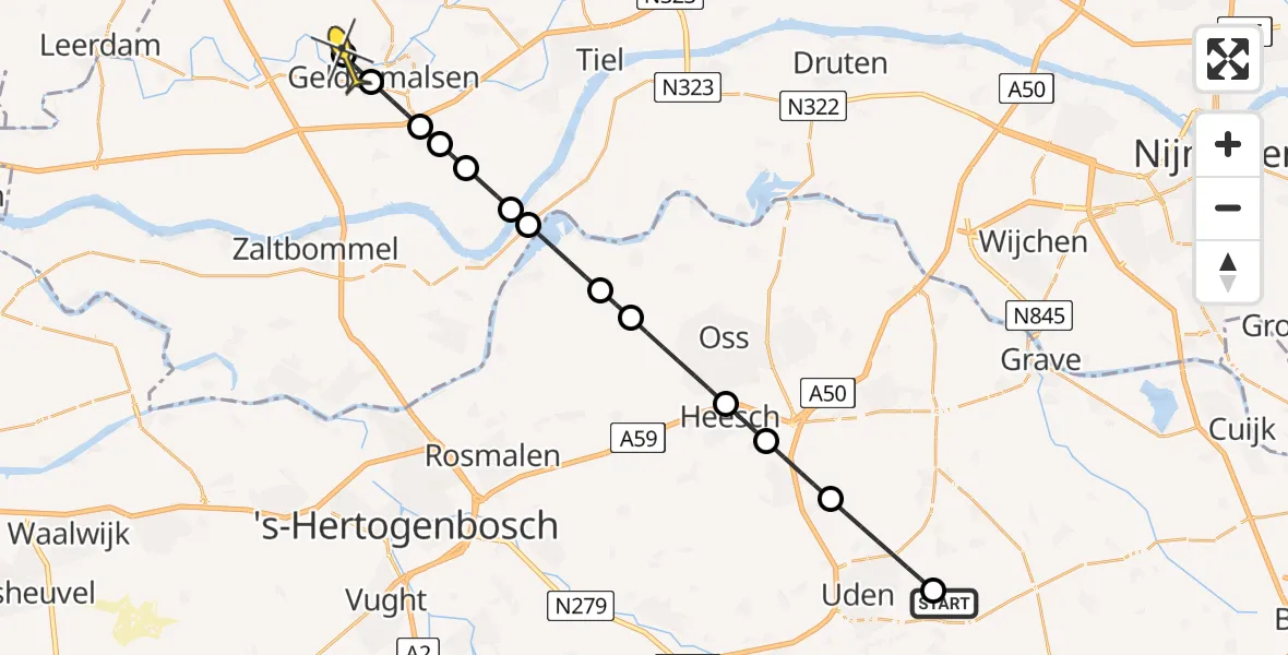 Routekaart van de vlucht: Lifeliner 3 naar Tricht, Patersweg