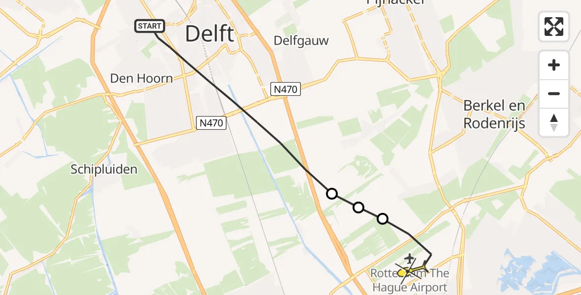 Routekaart van de vlucht: Lifeliner 2 naar Rotterdam The Hague Airport, Saaiwerkerstraat