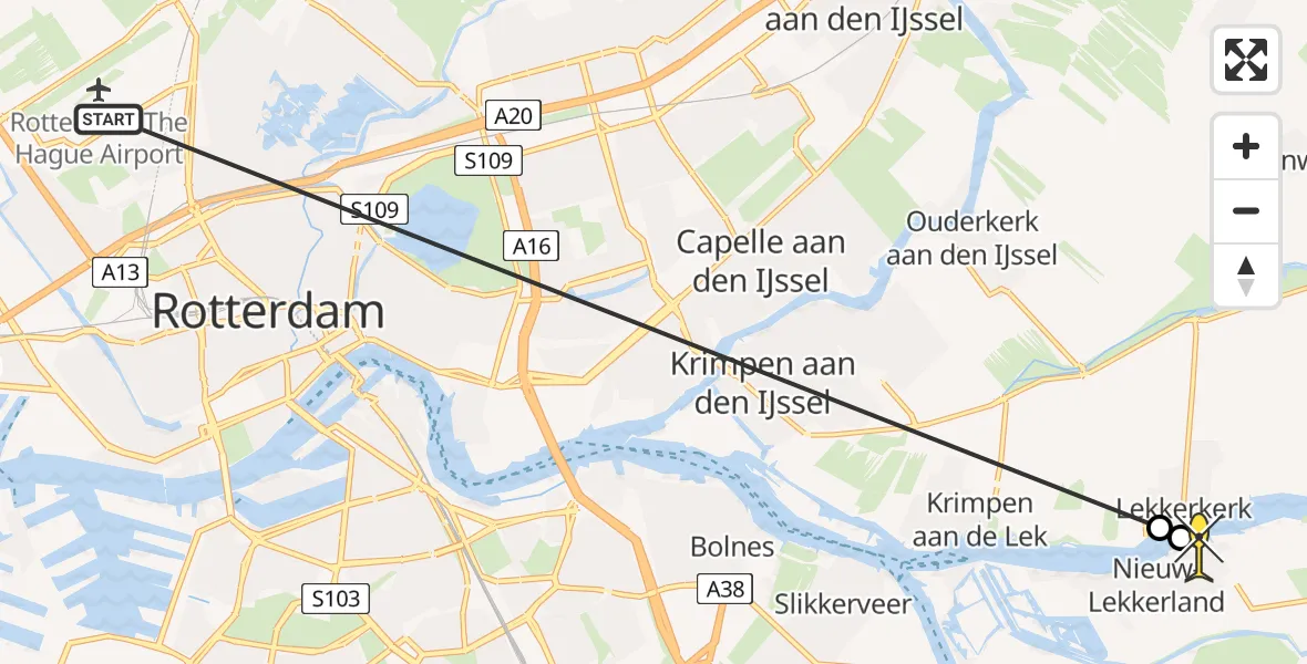 Routekaart van de vlucht: Lifeliner 2 naar Nieuw-Lekkerland, Van Zoestkade