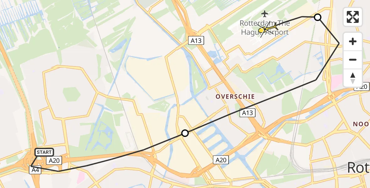 Routekaart van de vlucht: Lifeliner 2 naar Rotterdam The Hague Airport, Hargalaan