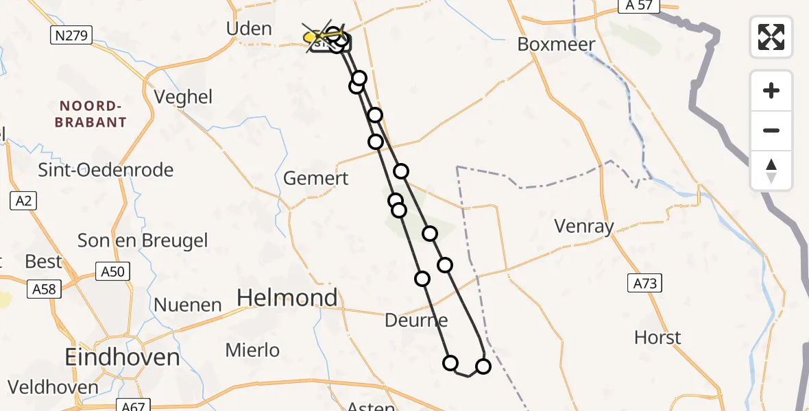 Routekaart van de vlucht: Lifeliner 3 naar Vliegbasis Volkel, Oudedijk