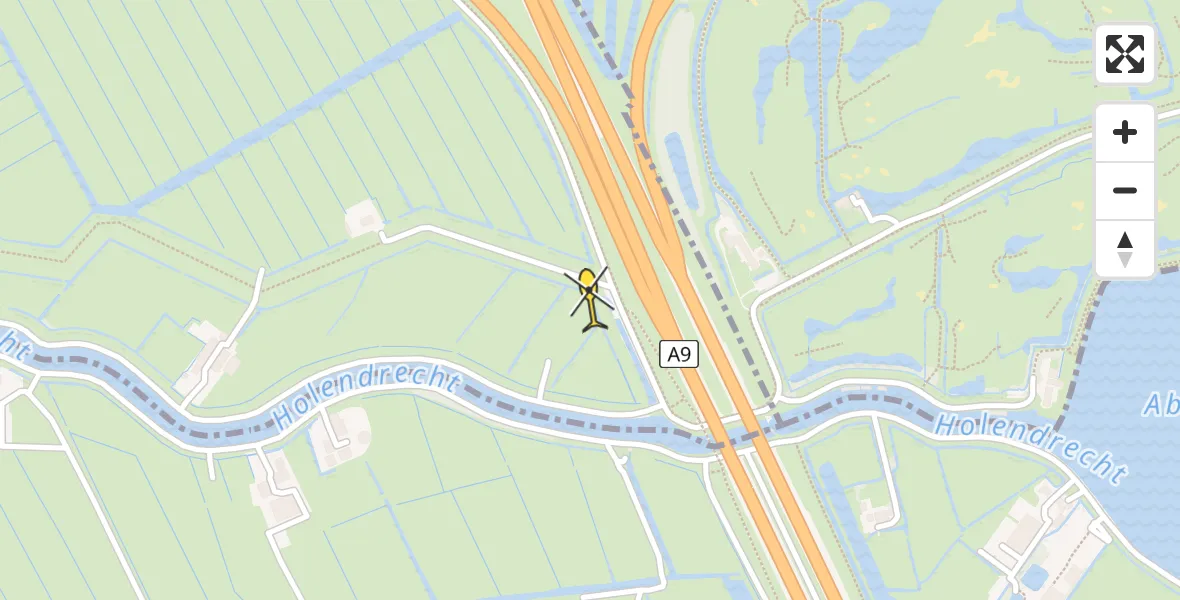 Routekaart van de vlucht: Politiehelikopter naar Ouderkerk aan de Amstel