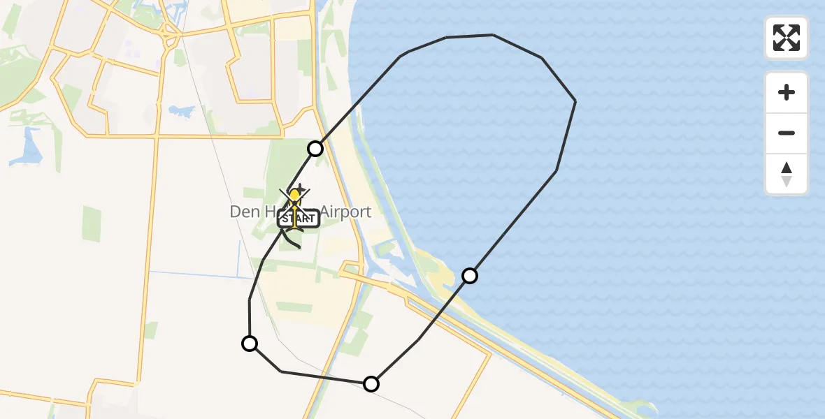 Routekaart van de vlucht: Kustwachthelikopter naar Vliegveld De Kooy, Rijksweg